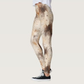 抽象芸術ピーチクリームブラウン レギンス (左)