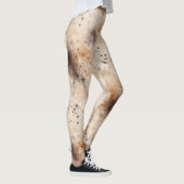 抽象芸術ピーチクリームブラウン レギンス (右)
