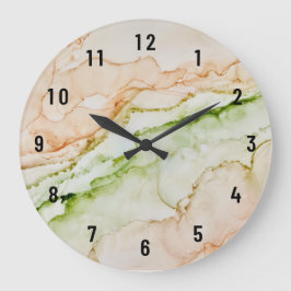 抽象芸術ピーチグリーンアート ラージ壁時計