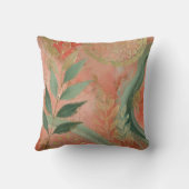 抽象芸術ピーチゴールデンリーフアートワークスタイル15 クッション (裏面)