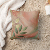 抽象芸術ピーチゴールデンリーフアートワークスタイル23 クッション (ブランケット)