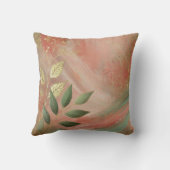 抽象芸術ピーチゴールデンリーフアートワークスタイル23 クッション (裏面)