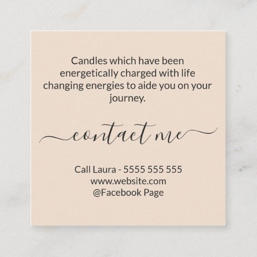 抽象芸術ファイアロゴ石けん及びキャンドルビジネスカード スクエア名刺 (裏面)