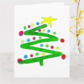抽象芸術ファンキーアートクリスマスツリー カード (黄色い花)