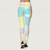 抽象芸術ファンキーアートパステルターコイズイエロー レギンス (裏面)