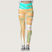 抽象芸術ファンキーアートパステルターコイズホワイト レギンス (正面)