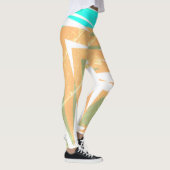 抽象芸術ファンキーアートパステルターコイズホワイト レギンス (右)