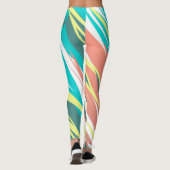 抽象芸術ファンキーアートパステルターコイズホワイト レギンス (裏面)