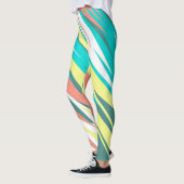 抽象芸術ファンキーアートパステルターコイズホワイト レギンス (左)