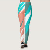 抽象芸術ファンキーアートパステルターコイズホワイト レギンス (裏面)