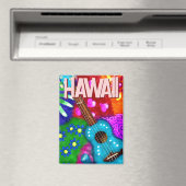 抽象芸術ファンキーウクレレフローラ熱帯ティール(緑がかった色)紫 マグネット (インサイチュ (食洗機))