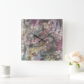 抽象芸術ファンキーカラフルウォールクロック スクエア壁時計 (ホーム)