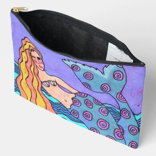 抽象芸術ファンキーマーメイドアート アクセサリーポーチ (見開き)