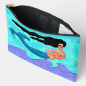 抽象芸術ファンキーマーメイド絵画ズ アクセサリーポーチ (見開き)