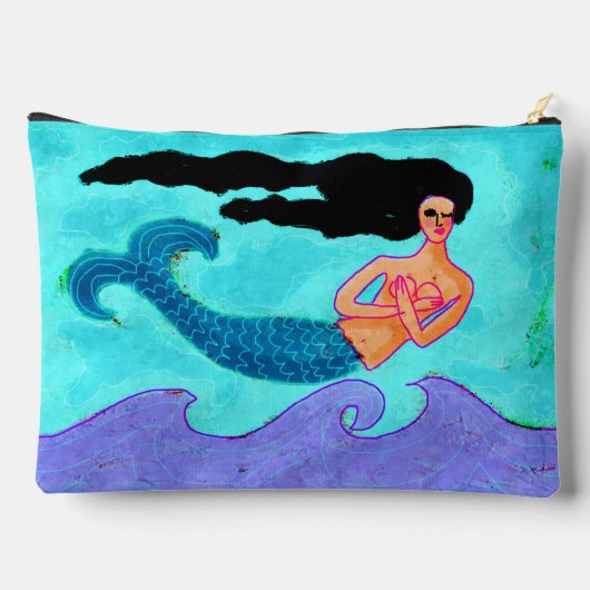 抽象芸術ファンキーマーメイド絵画ズ アクセサリーポーチ (裏面)