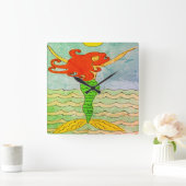 抽象芸術ファンキーマーメイド絵画ズ スクエア壁時計 (ホーム)