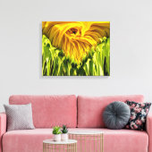 抽象芸術ファンキーレトロひまわり、おびえたジオメトリ キャンバスプリント (インサイチュ (リビング))