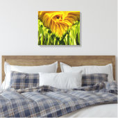 抽象芸術ファンキーレトロひまわり、おびえたジオメトリ キャンバスプリント (インサイチュ (寝室))