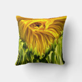 抽象芸術ファンキーレトロひまわり、おびえたジオメトリ クッション (裏面)