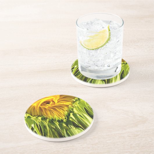 抽象芸術ファンキーレトロひまわり、おびえたジオメトリ コースター (側面)