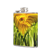 抽象芸術ファンキーレトロひまわり、おびえたジオメトリ フラスク (左)