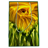 抽象芸術ファンキーレトロひまわり、おびえたジオメトリ ミディアムペーパーバッグ (正面)