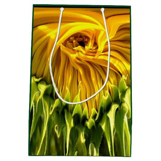 抽象芸術ファンキーレトロひまわり、おびえたジオメトリ ミディアムペーパーバッグ (裏面)