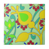 抽象芸術ファンキーヴィンテージ花 タイル (正面)