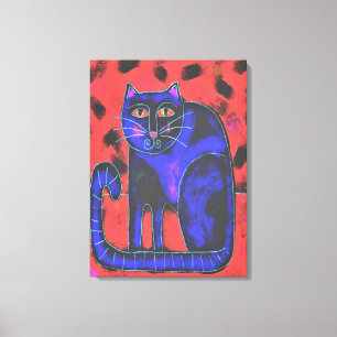 抽象芸術ファンキー猫絵画の キャンバスプリント