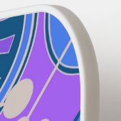 抽象芸術ファンキー、ブルー、パープル、ホワイト。 ピックルボールラケット (左詳細)