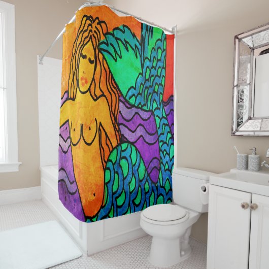 抽象芸術ファンキー·マー絵画メイド シャワーカーテン (インサイチュ)