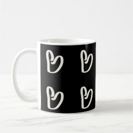 抽象芸術ファンキー、白ハート、黒いマグカップ。 コーヒーマグカップ