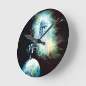 抽象芸術ファンタジーゼウスが世界を見る ラウンド壁時計 (傾斜)