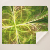 抽象芸術ファンタジーフォー葉ズグリーンイエロークローバー シェルパブランケット (正面(横))