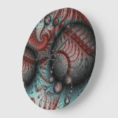 抽象芸術ファンタジーフラクタルアートボールブラウンブルー ラージ壁時計 (傾斜)