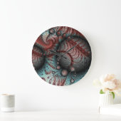 抽象芸術ファンタジーフラクタルアートボールブラウンブルー ラージ壁時計 (ホーム)