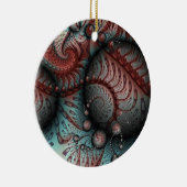 抽象芸術ファンタジーフラクタルボール茶色の青い円 セラミックオーナメント (右)