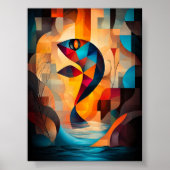 抽象芸術フィッシュアート – ヴィブの幾何学的自然デザイン ポスター (正面)