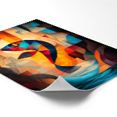 抽象芸術フィッシュアート – ヴィブの幾何学的自然デザイン ポスター (角)