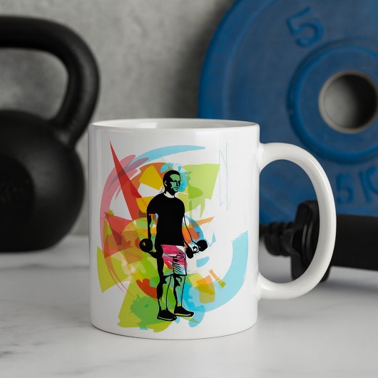 抽象芸術フィットネスアートオブマンリフティングダンベル コーヒーマグカップ