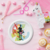 抽象芸術フィットネスアートオブマンリフティングダンベル ペーパープレート (パーティー)