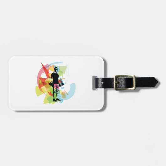 抽象芸術フィットネスアートオブマンリフティングダンベル ラゲッジタグ (正面横)