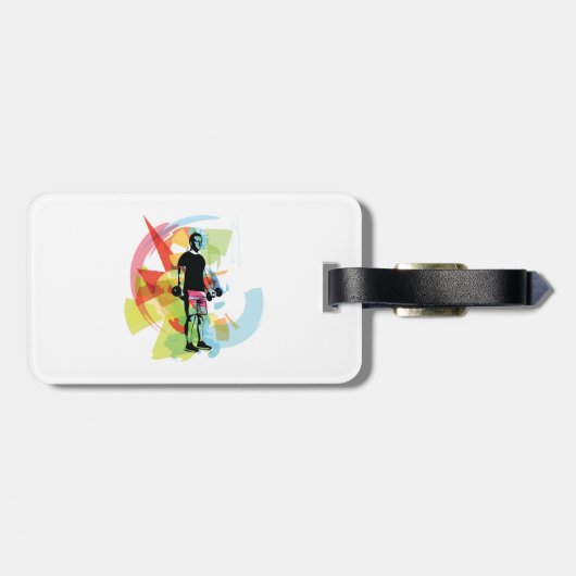 抽象芸術フィットネスアートオブマンリフティングダンベル ラゲッジタグ (裏面横)