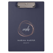 抽象芸術フェイクバラ金ゴールドモノグラムロゴ クリップボード (正面)