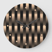 抽象芸術フェイク赤銅金属ストライプパターン ラージ壁時計 (正面)