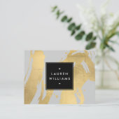 抽象芸術フェイク金ゴールドのグレーのブラシストローク ポストカード (スタンド正面)