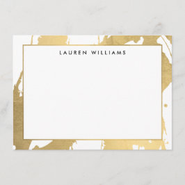 抽象芸術フェイク金ゴールドのブラシストローク（ホワイトノートカード） ノートカード