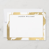 抽象芸術フェイク金ゴールドのブラシストローク(ホワイトノートカード) ノートカード (正面)