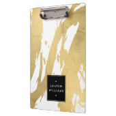 抽象芸術フェイク金ゴールドの白いブラシストローク クリップボード (左)