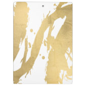 抽象芸術フェイク金ゴールドの白いブラシストローク クリップボード (裏面)